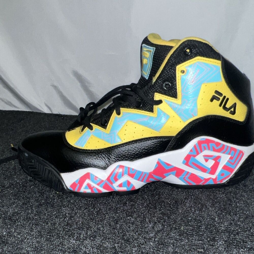FILA MB High Top Basketball Sneakers Black Yellow Blue Men's Athletic Shoes 13 - Picture 7 of 16